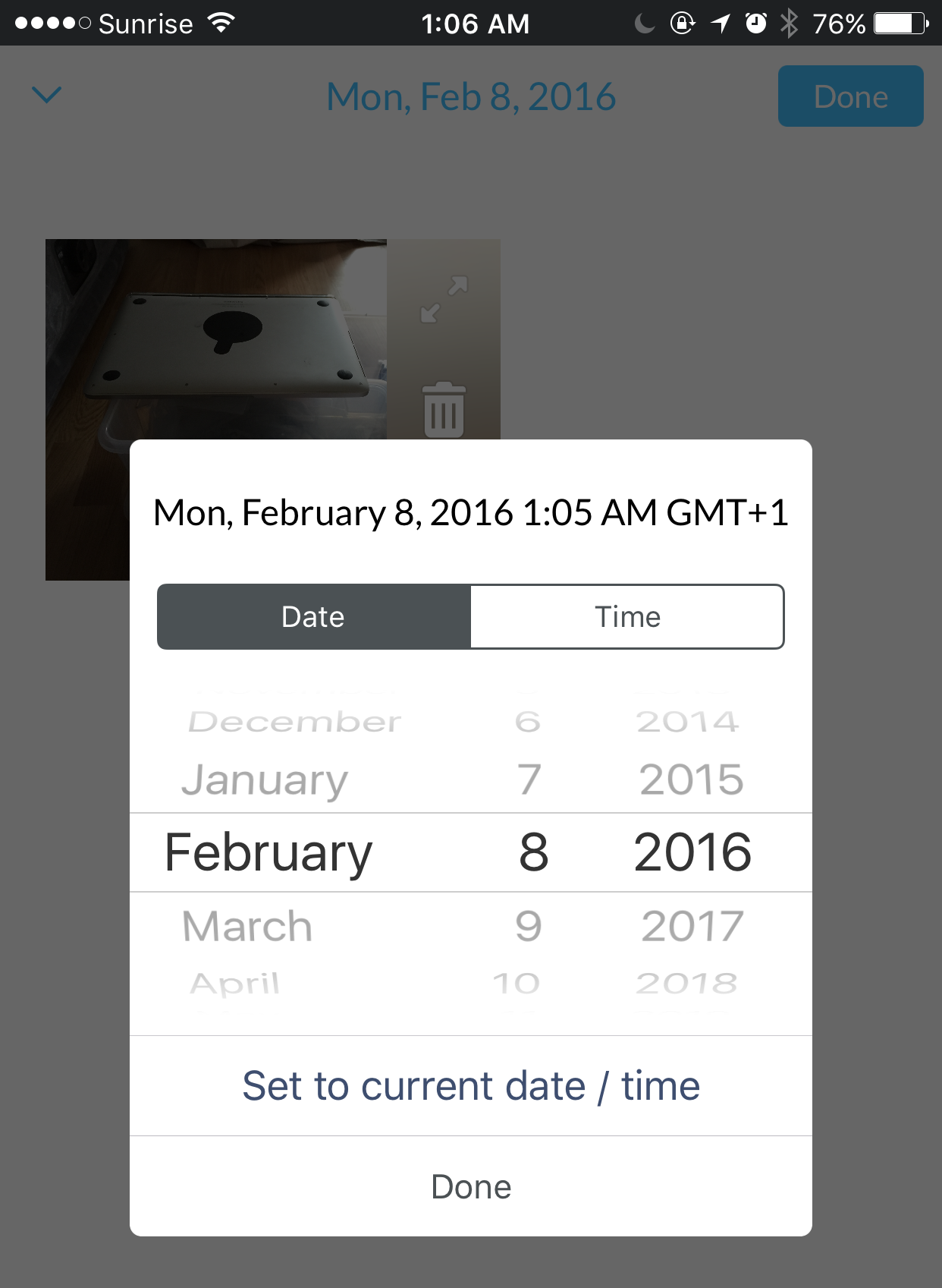 Set to Photo's date is MIA