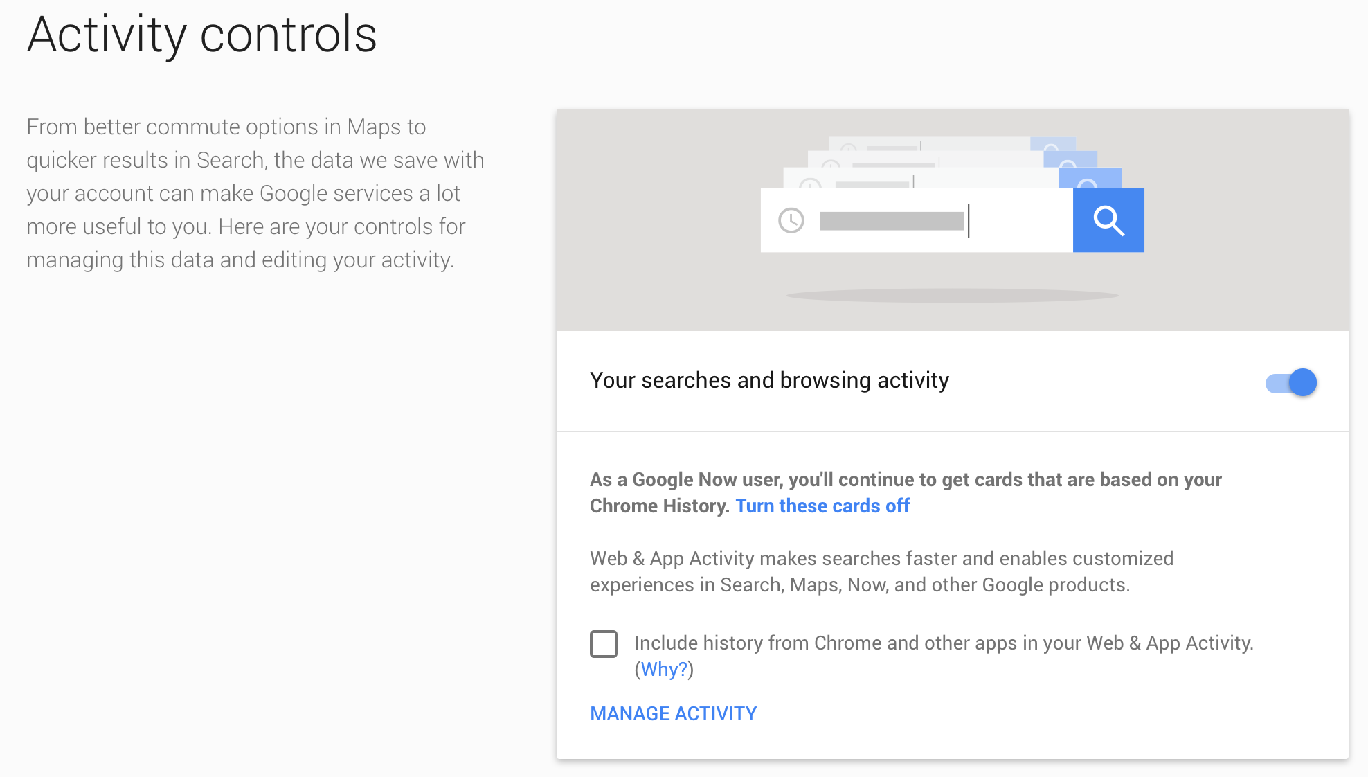 turn off google search activity