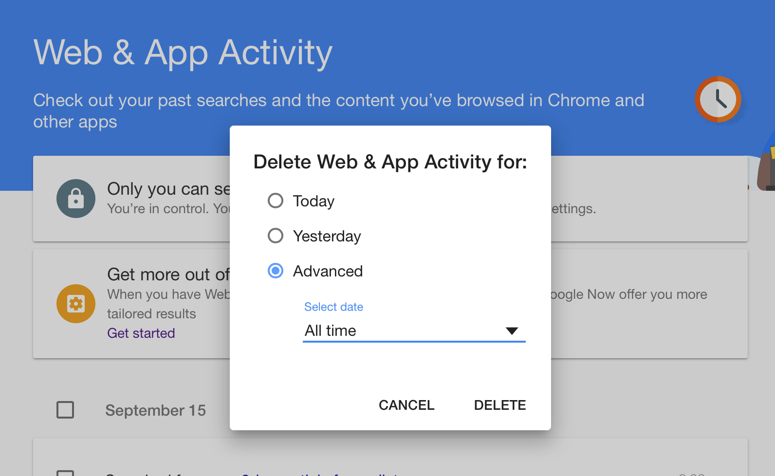 delete google search activity